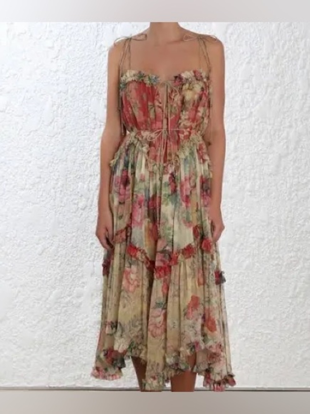 Floral Tiered Midi Dress in Multi-Color